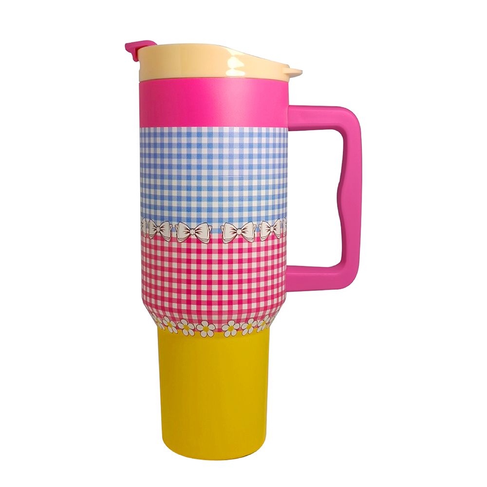 THERMAL CUP WITH HANDLE FANCY DESIGN 40 OZ.(ASSORTED)
