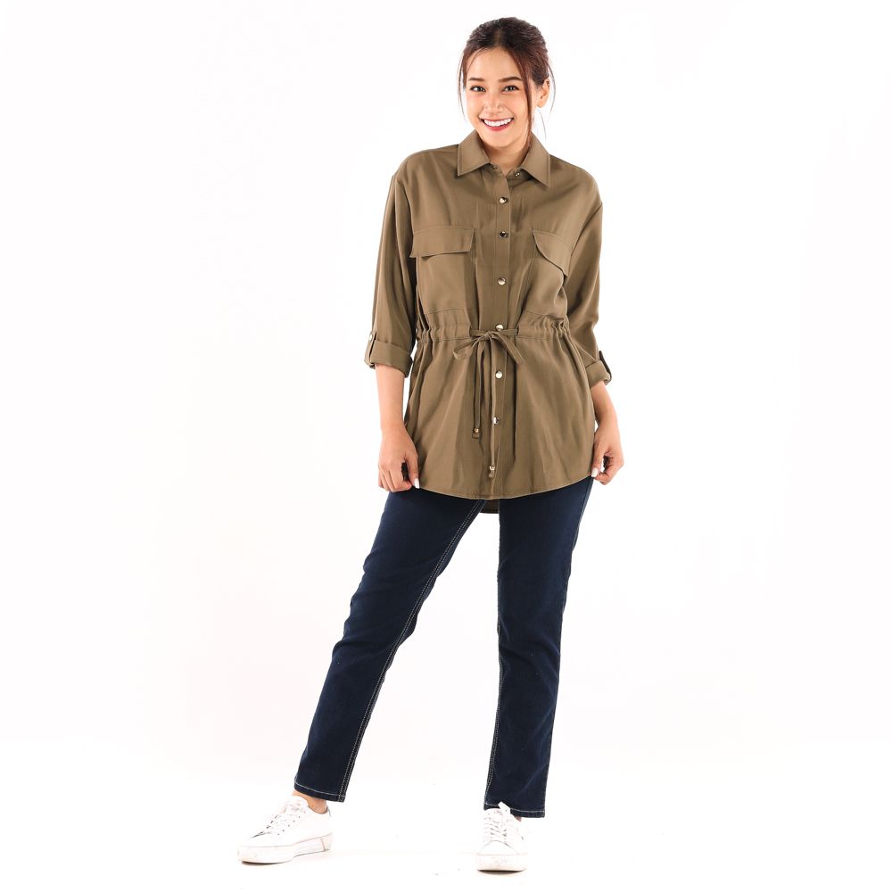 ME STYLE เสื้อแจ๊คเกตลำลอง เขียว S