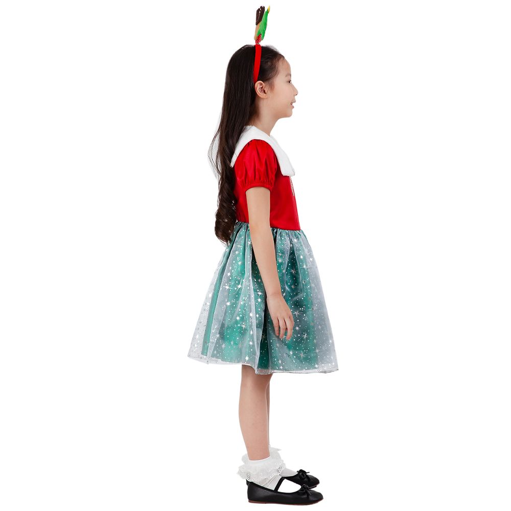 white christmas dresses Disney Gingerbread Polka Dot Ruffle Long Sleeve Girls Dress 7 main image 0