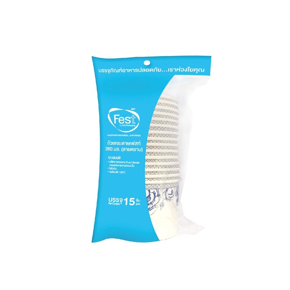 FEST CHOICE PAPER BOWL CRAM 260ML. 15PCS