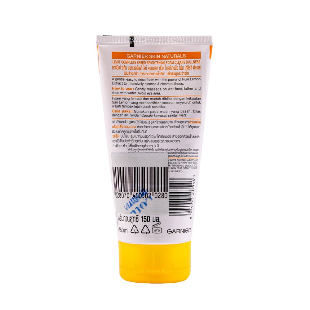 GARNIER BRIGHTENING FOAM CLEARS 150ML.