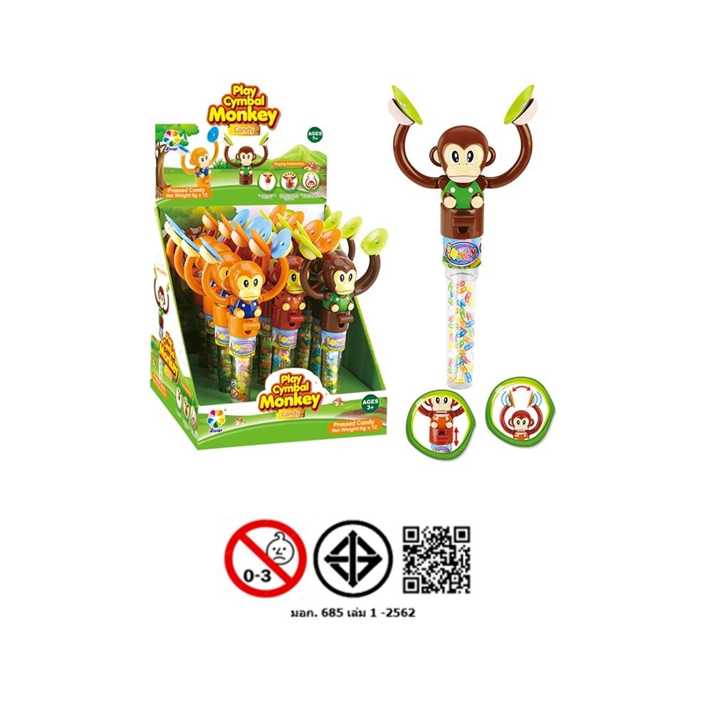 JUQI PLAY CYMBAL MONKEY CANDY 8 G. (ASSORTED)